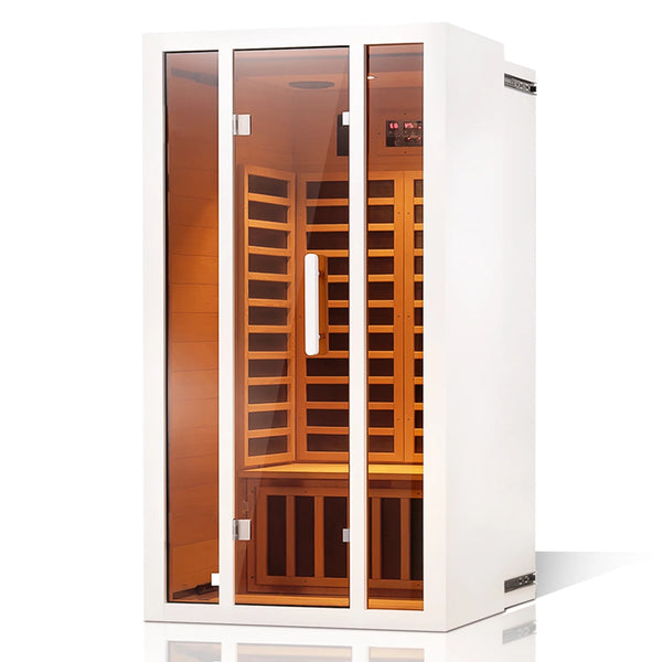 2-Person FAR Infrared Sauna – Extendable Hemlock Wood Design with Bluetooth, LED Lighting &amp; Digital Controls